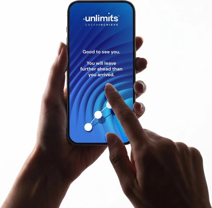 The Unlimits app in hand